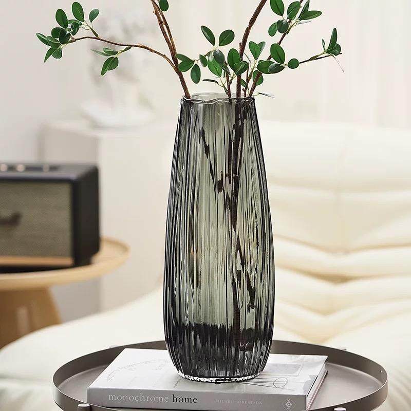 日本现货简约水晶玻璃花瓶特大号百合马醉木水培插花客厅花器摆件