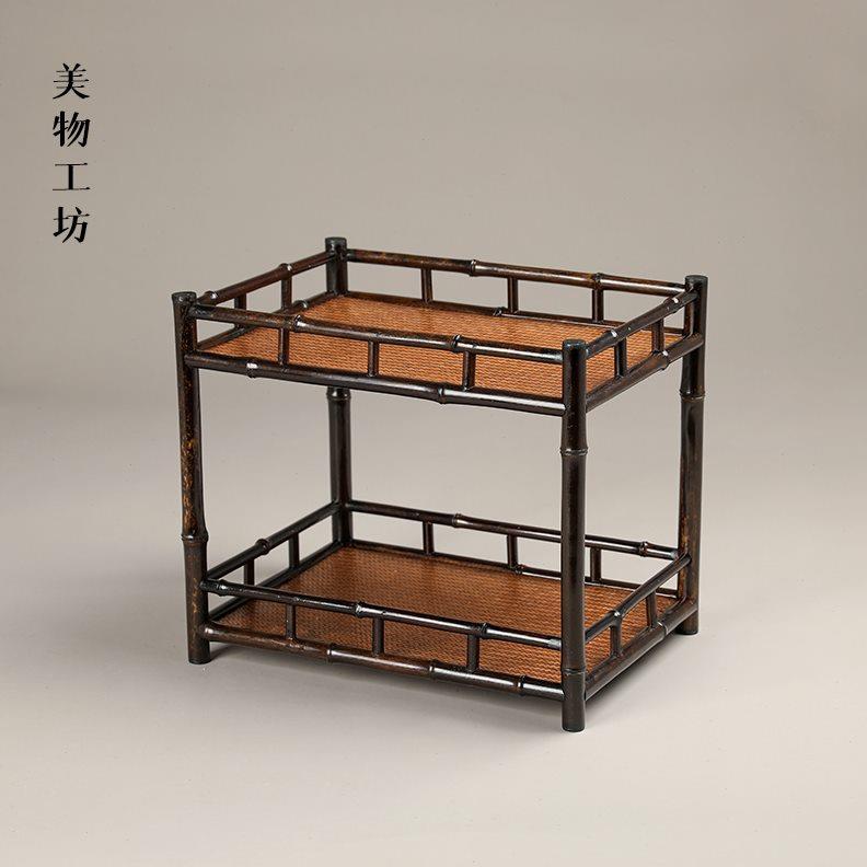 紫竹席面茶杯架子茶具收纳架竹制博古架茶壶展示架茶杯置物架茶棚