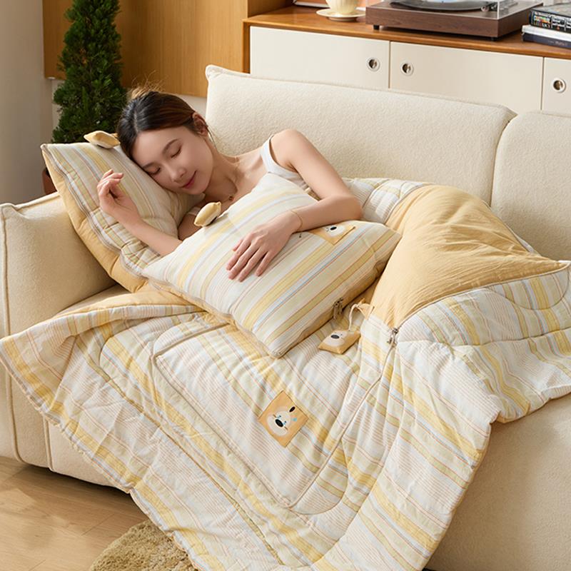 全棉水洗抱枕被子两用办公室午睡学生夏凉被二合一汽车靠垫枕头被