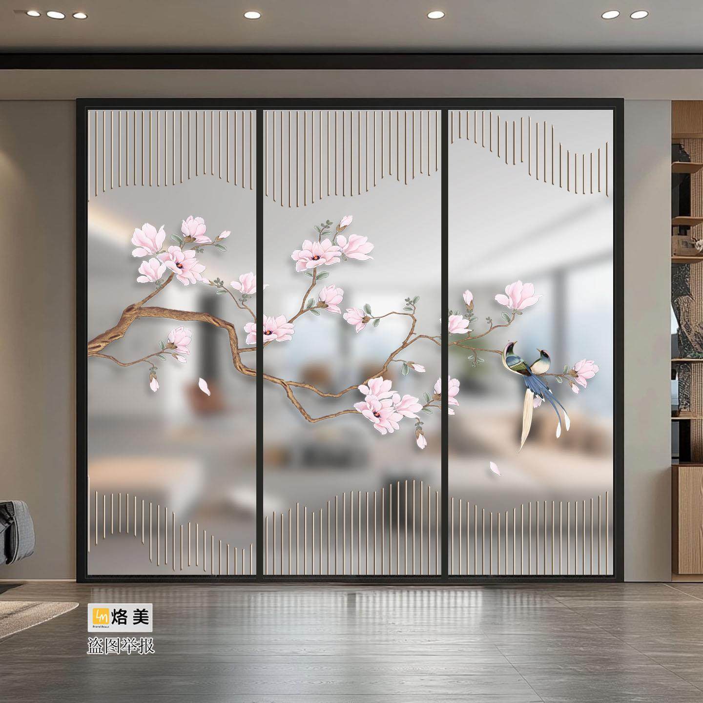 定制现代艺术玻璃厨房拉门三联动客厅阳台吊轮移门极窄铝合金框