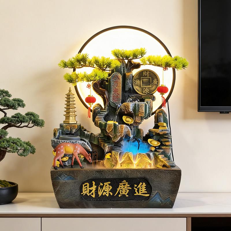 假山流水生财喷泉循环水风水轮客厅办公室桌面装饰开业送礼摆件