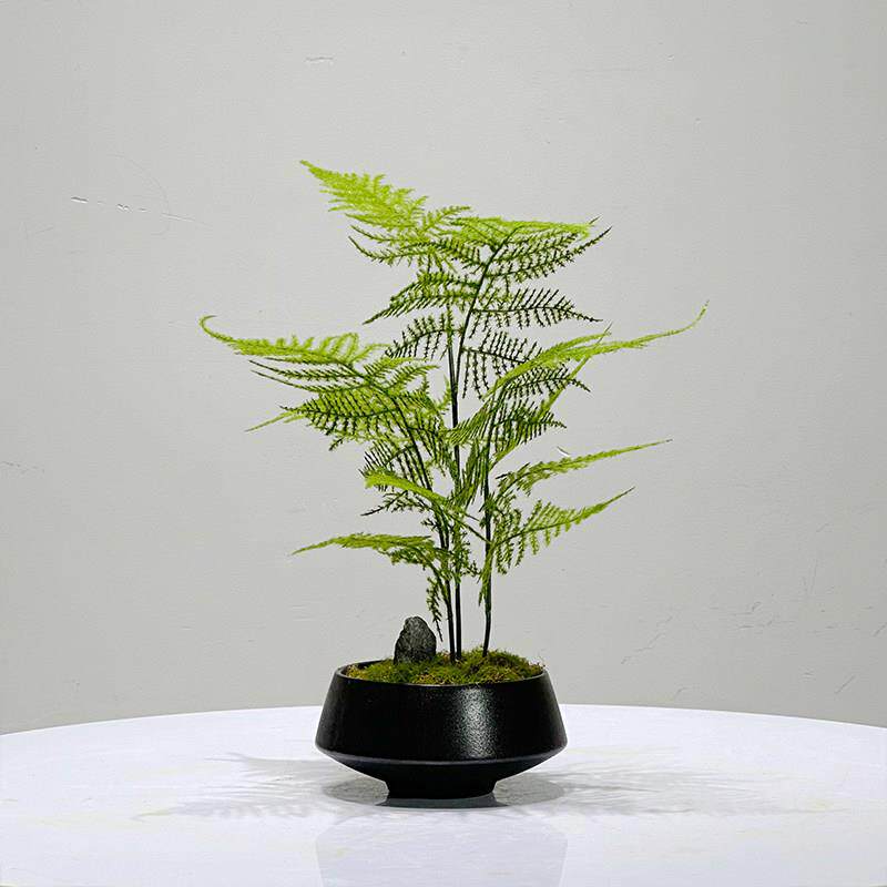 新中式花艺彷真绿色植物盆景样板房客厅样品屋展示中心玄关植物文