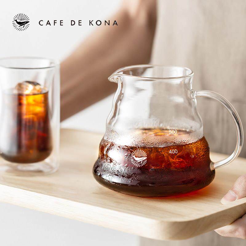 CAFEDE KONA手冲咖啡壶 家用耐热玻璃滴漏壶咖啡分享壶云朵分享壶