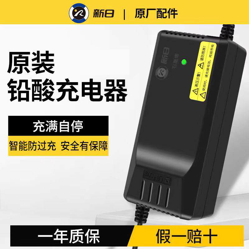 新日电动车充电器原装正品铅酸锂电池48V12AH60v20a72v防触碰方孔