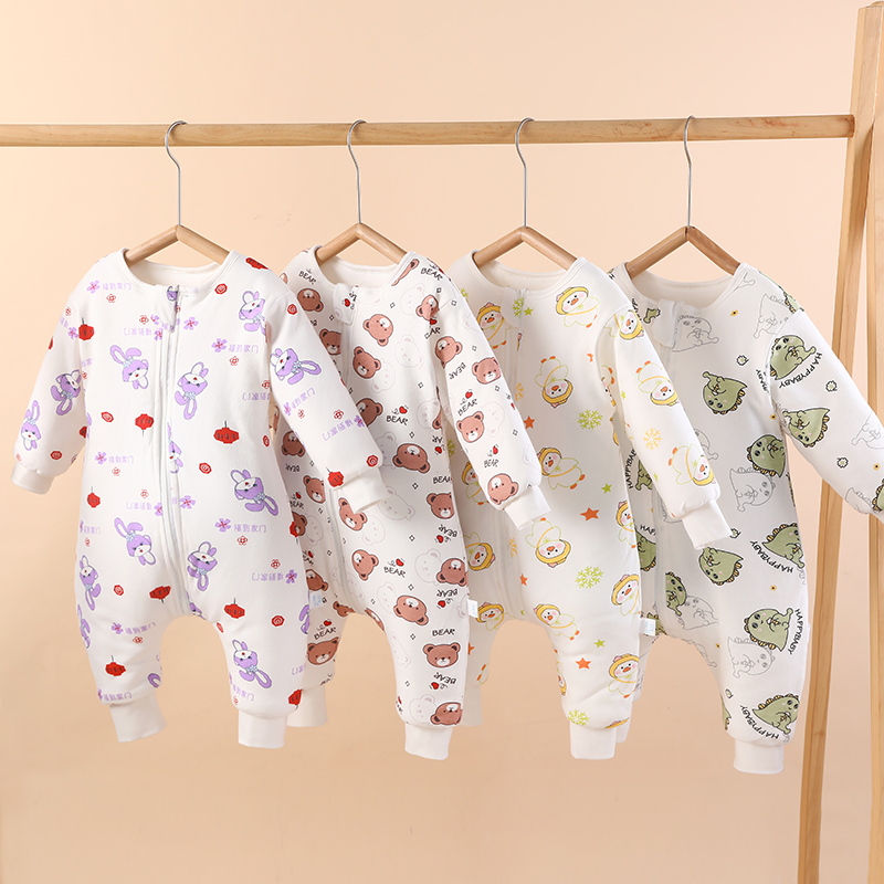 宝宝睡袋春秋款婴儿睡袋秋冬款纯棉保暖儿童中S厚分腿四季防踢被