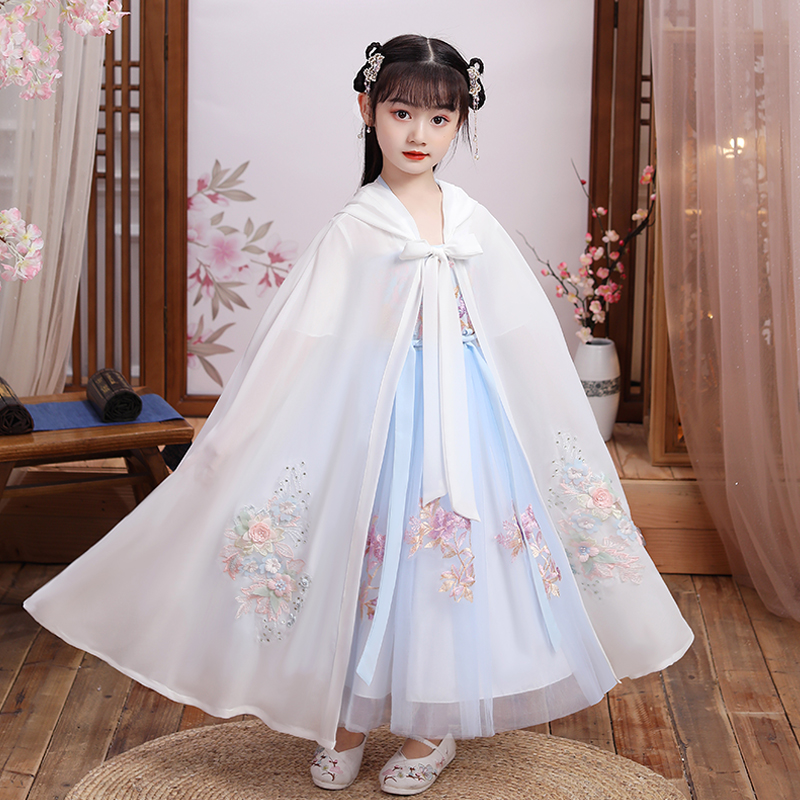 女童汉服夏装古装j披风斗篷儿童唐装夏季薄款中国风春秋超仙裙子
