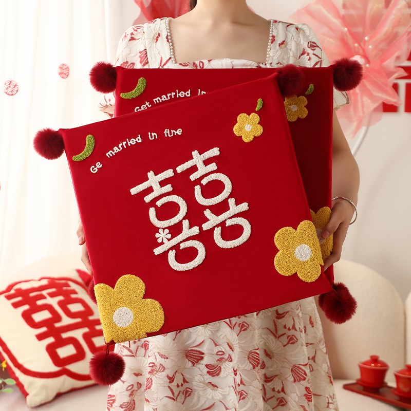 结婚跪垫一对敬茶改口q喜垫坐垫福垫婚礼磕头红色垫子婚庆用品大