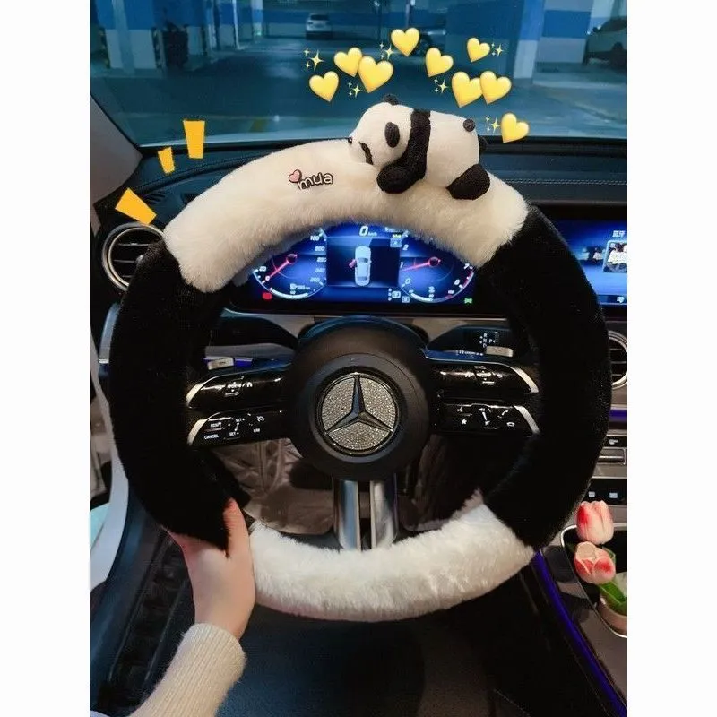 汽车方向盘套冬季卡通毛绒保暖