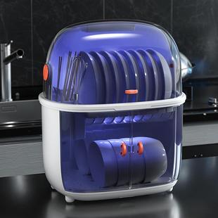厨房置物架碗碟盘餐具收纳架带盖沥水放碗架 消毒碗柜家用小型台式