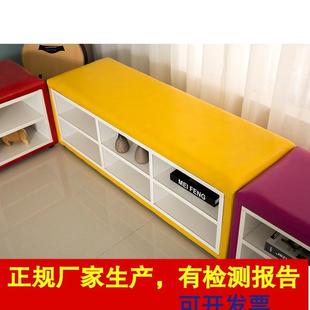 子放鞋 早教中心软包换鞋 鞋 凳幼儿园储物可坐鞋 柜子 柜长条沙发凳装