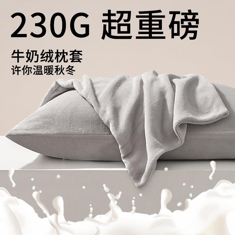 JUND高档牛奶绒枕套一对装枕头套单个装秋冬寄加绒枕芯套男珊瑚绒