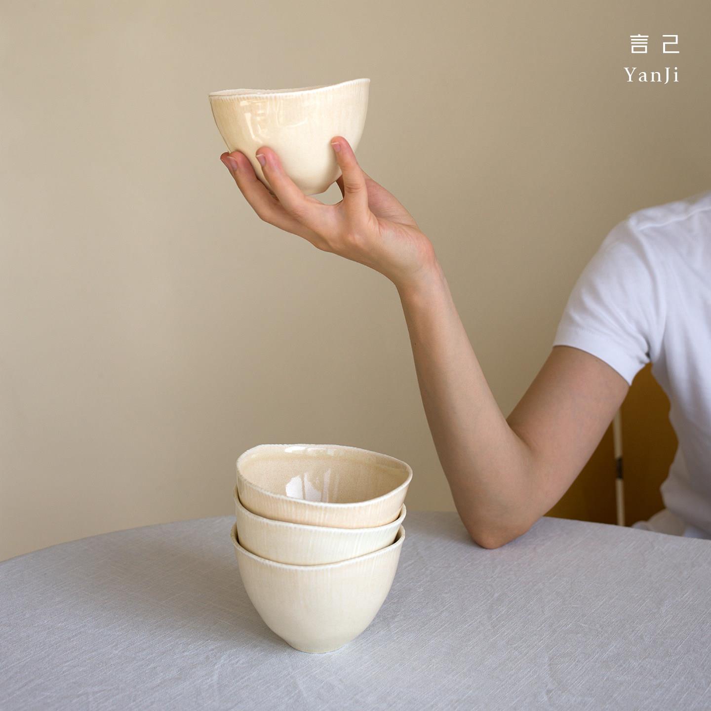 言己生活景德镇原创蘑菇系列设计高级感陶瓷米饭碗个性家用纯色碗