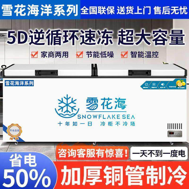 雪花海冰柜冷藏冷冻商用大容量铜管卧式节能冷冻柜单温双温两用柜