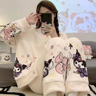 加厚加绒珊瑚绒睡衣家居服
