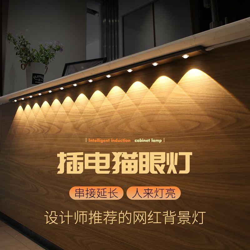 w%网红人体感应灯带插电220V橱柜灯led柜底灯玄关电视背景酒柜灯