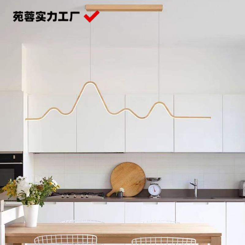 餐厅吊灯现代简约极简个性长条艺术山水北欧轻奢新中式纹LED灯具