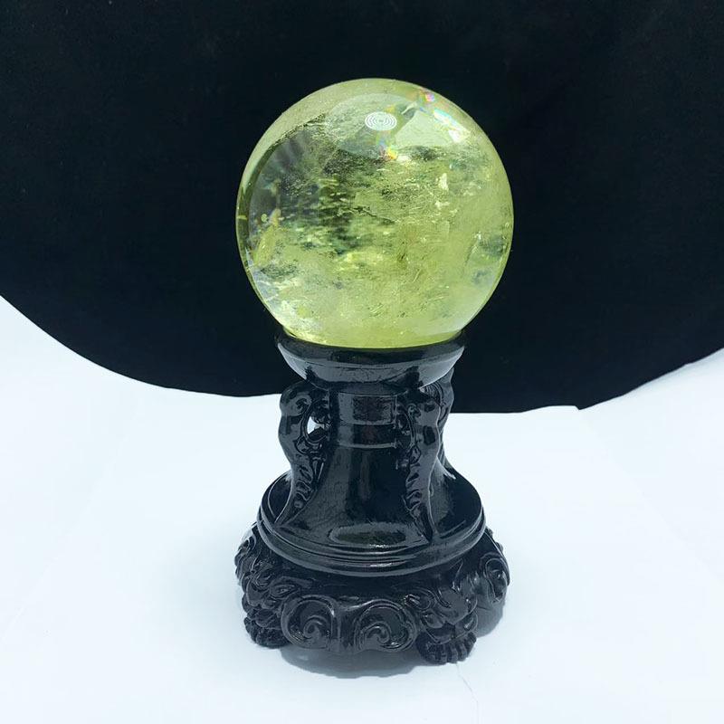 天然黄水晶球摆件 原石切割打磨黄色水晶球送礼家居玄关客厅摆件