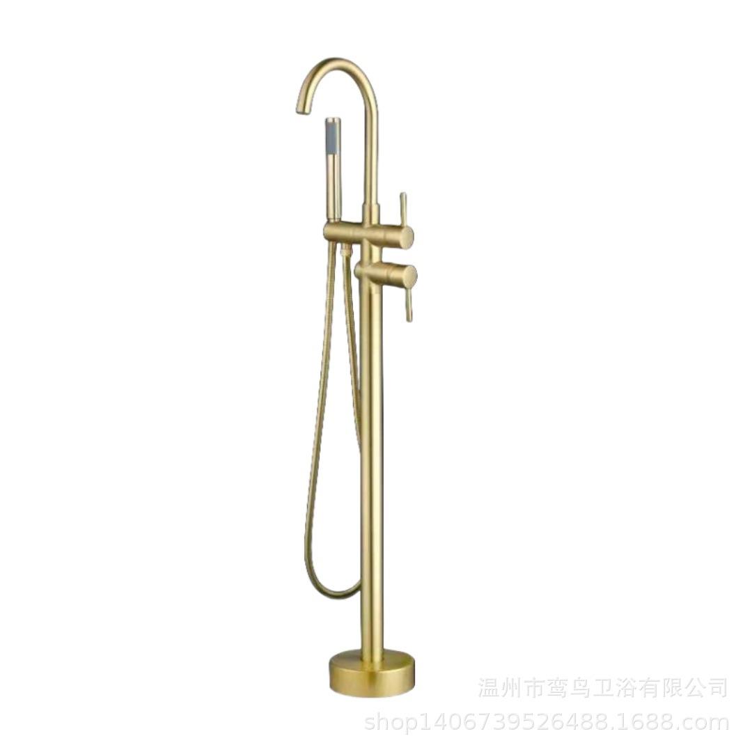 厂家直销混合落地浴缸龙头立式木桶沐浴龙头欧式浴缸外贸跨境