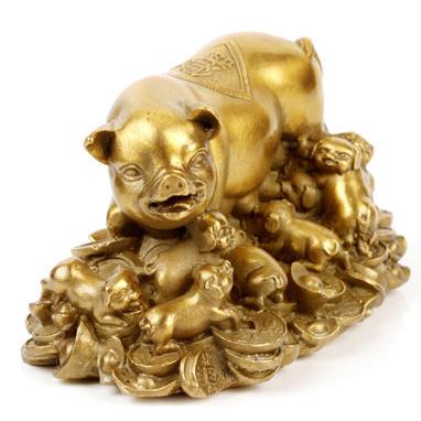 纯铜猪摆件一对招财福运金猪风水家居装饰品摆设生肖猪工艺品摆件