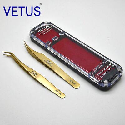 VETUS高精度嫁接假睫毛镊子YCS美睫镊金羽海豚不锈钢开花夹套装