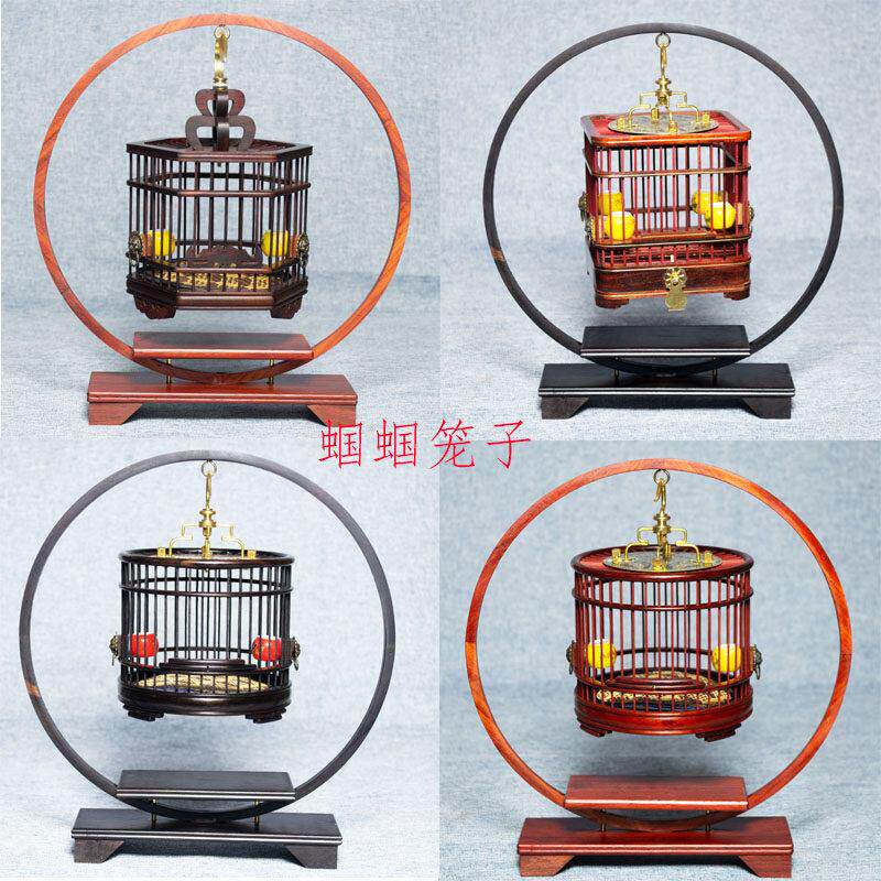 新款纯手工制六角乌木手艺物超所值蝈蝈鸟笼子蝈蝈笼多功能红木精