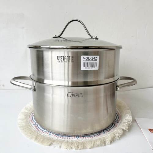 微瑕捡漏18-10不锈钢蒸锅304蒸笼屉格大汤锅炖煲煮汤锅双耳深汤锅