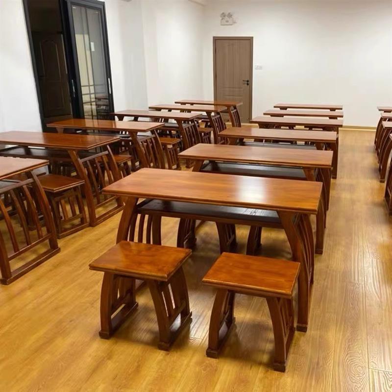实木榫卯中式国学马鞍桌培训桌象棋围棋桌书画桌仿古历史桌厂家