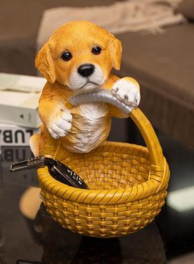 进门入户钥匙收纳摆件家居客厅电视柜装饰仿真狗乔迁搬家创意礼品