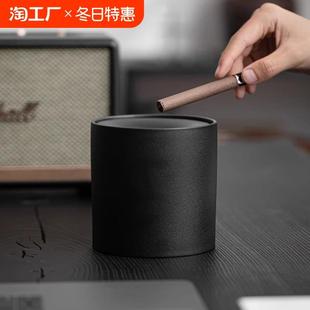 多功能家用客厅摆件办公室烟盅槽桌面家居 烟灰缸带盖防飞灰个性