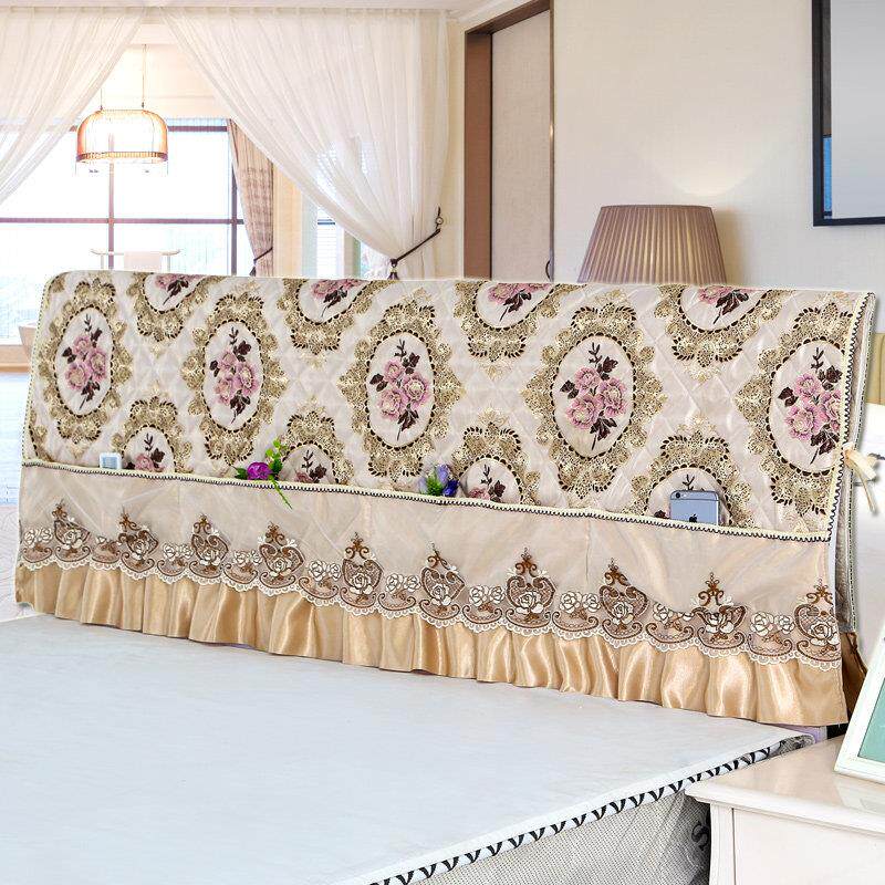 夹棉电脑绣花床头罩 2米1.8米实木床皮子床头罩 布艺软包床头套子