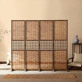 新中式 覆古芦苇屏风隔断入户玄关客厅茶室禅意实木格栅简约折叠