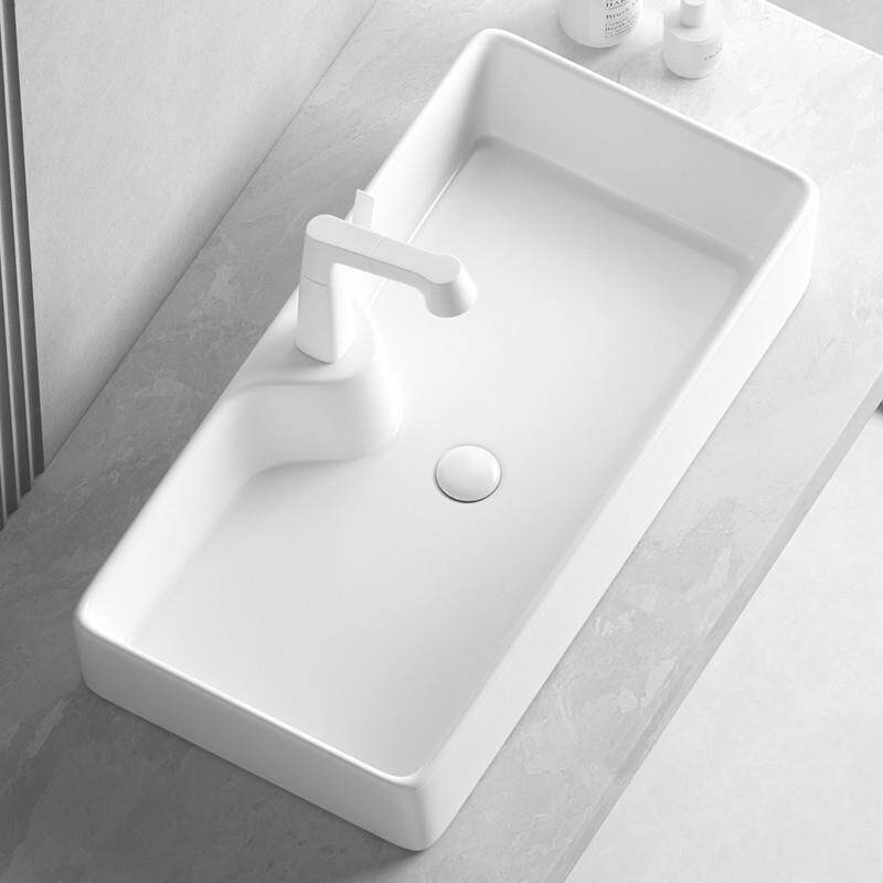 台上盆长方形洗手盆单盆家用艺术洗漱台盆小号阳台陶瓷洗脸盆下水