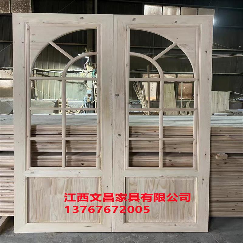 奶茶咖啡甜品鲜花服装店樟子松实木老式格子玻璃店铺门窗厂家直销