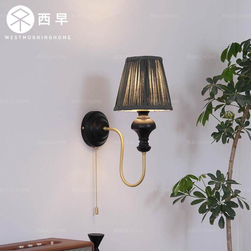 法式复古主卧室床头壁灯高级感中古设计师楼梯过道拉线开关氛围灯