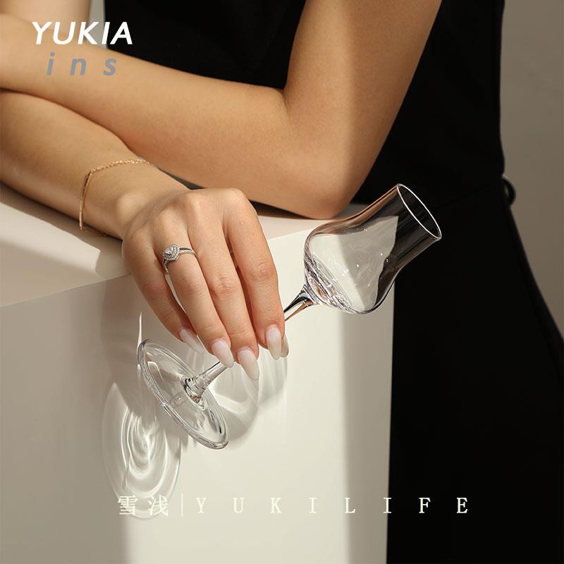 {小溪澄 小桥遍生草}中古水晶玻璃杯vintage韩式酒杯小众高脚杯子