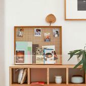 竹编置物架实木挂墙相框diy照片框软木相片墙藤编海报展示画框