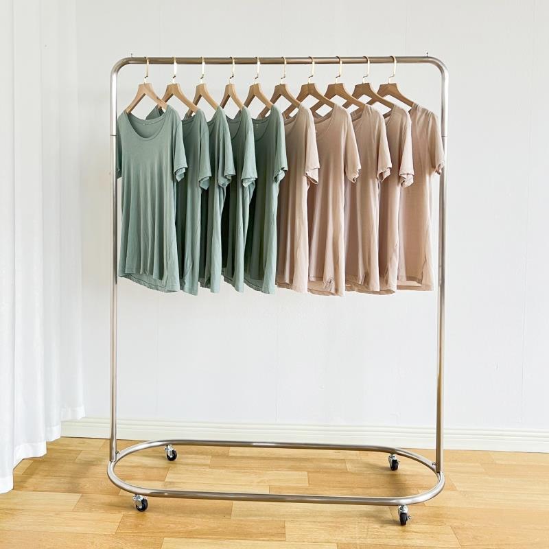 服装展示架陈列架女装店加厚不锈钢落地架童装店专用挂衣杆中岛