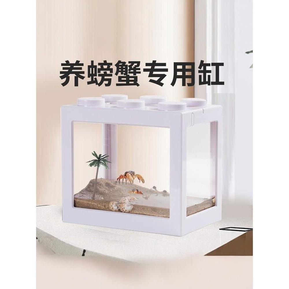 螃蟹缸造景生态专用缸沙蟹观赏养寄居辣椒蟹小宠物饲养盒躲避小屋