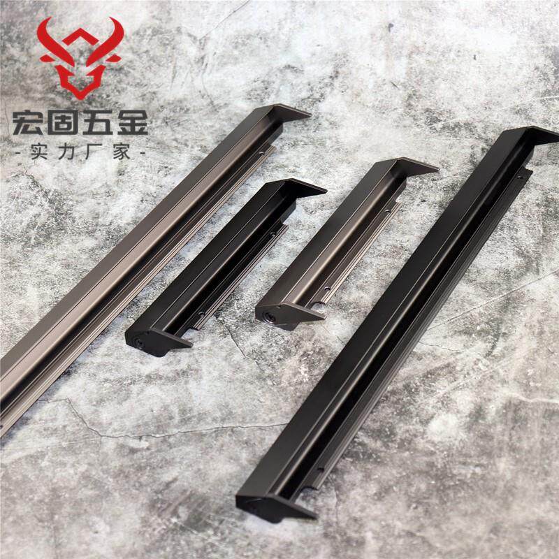 意式嵌入式抽屉衣柜门把手轻奢黑色加厚25板开槽整体橱柜门钓鱼拉