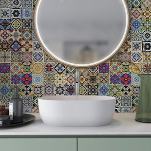 欧式复古北欧仿古凹凸小花砖300客厅卫生间瓷砖腰线彩色艺术花片