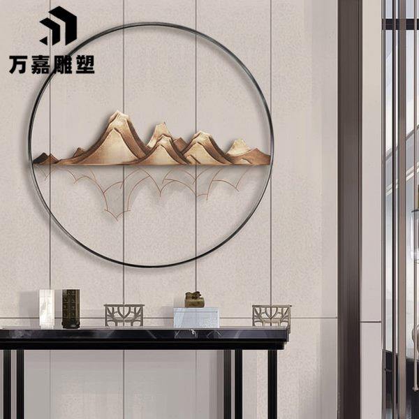 中式圆形茶室金属铁艺墙面壁挂玄关背景墙内嵌假山立体装饰挂件,家居饰品,壁饰,淘宝优惠券,粉丝福利购,淘宝优惠卷