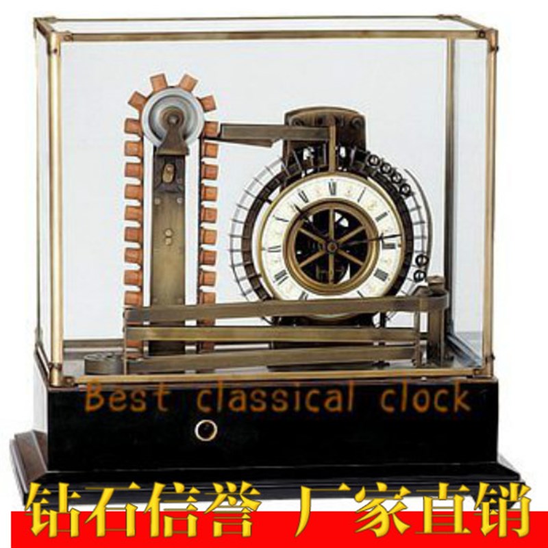 水车钟工仿古欧式机械趣t味老式上弦仿水车钟表古典仿古董座钟