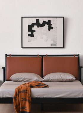 JOLOR 北欧橡木实木床真皮布艺软包小户型新中式简约主卧双人床