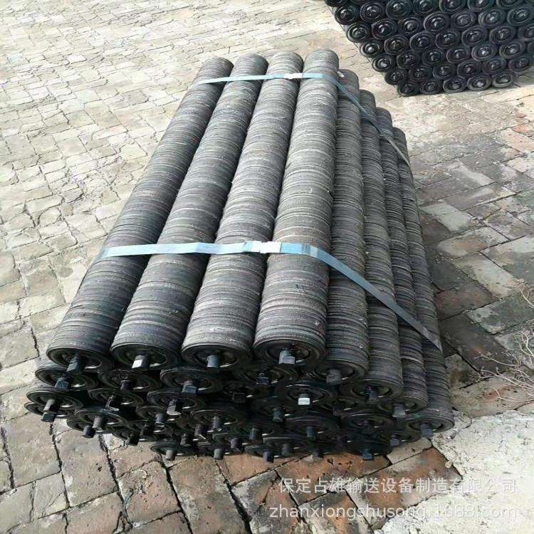 橡胶缓冲轮胎托辊输送带圈滚筒 耐磨大头托辊 摩擦调心槽型托辊组