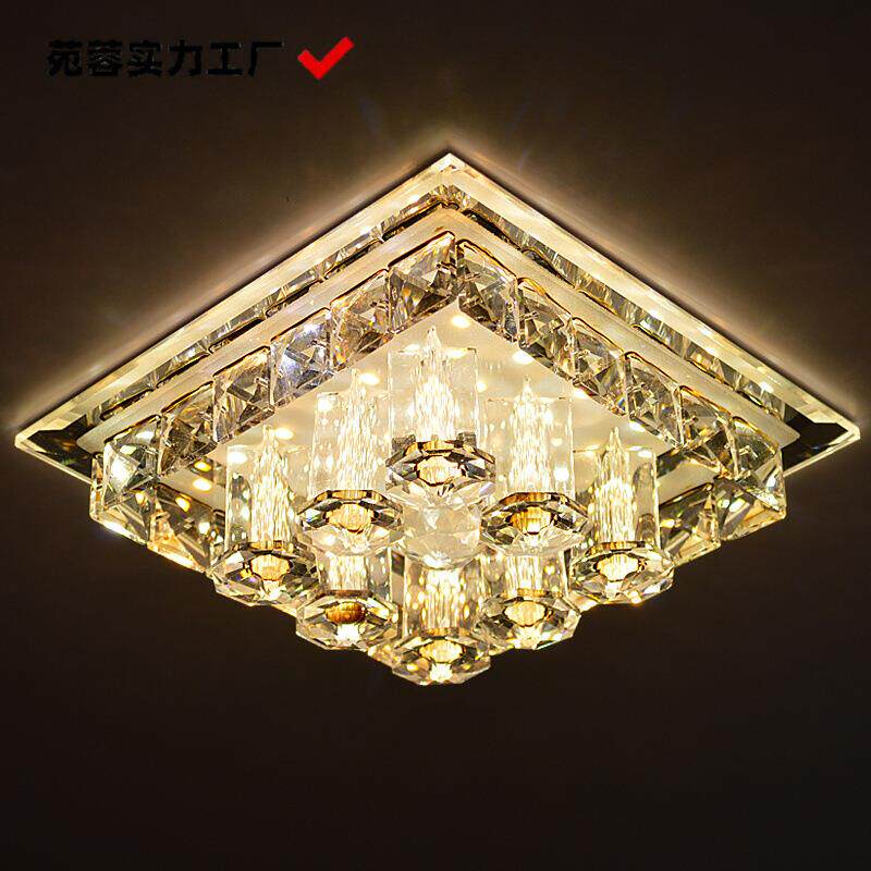 LED水晶过道灯 客厅餐厅调色彩光方形玄关灯饰卧室书房明装吸顶灯
