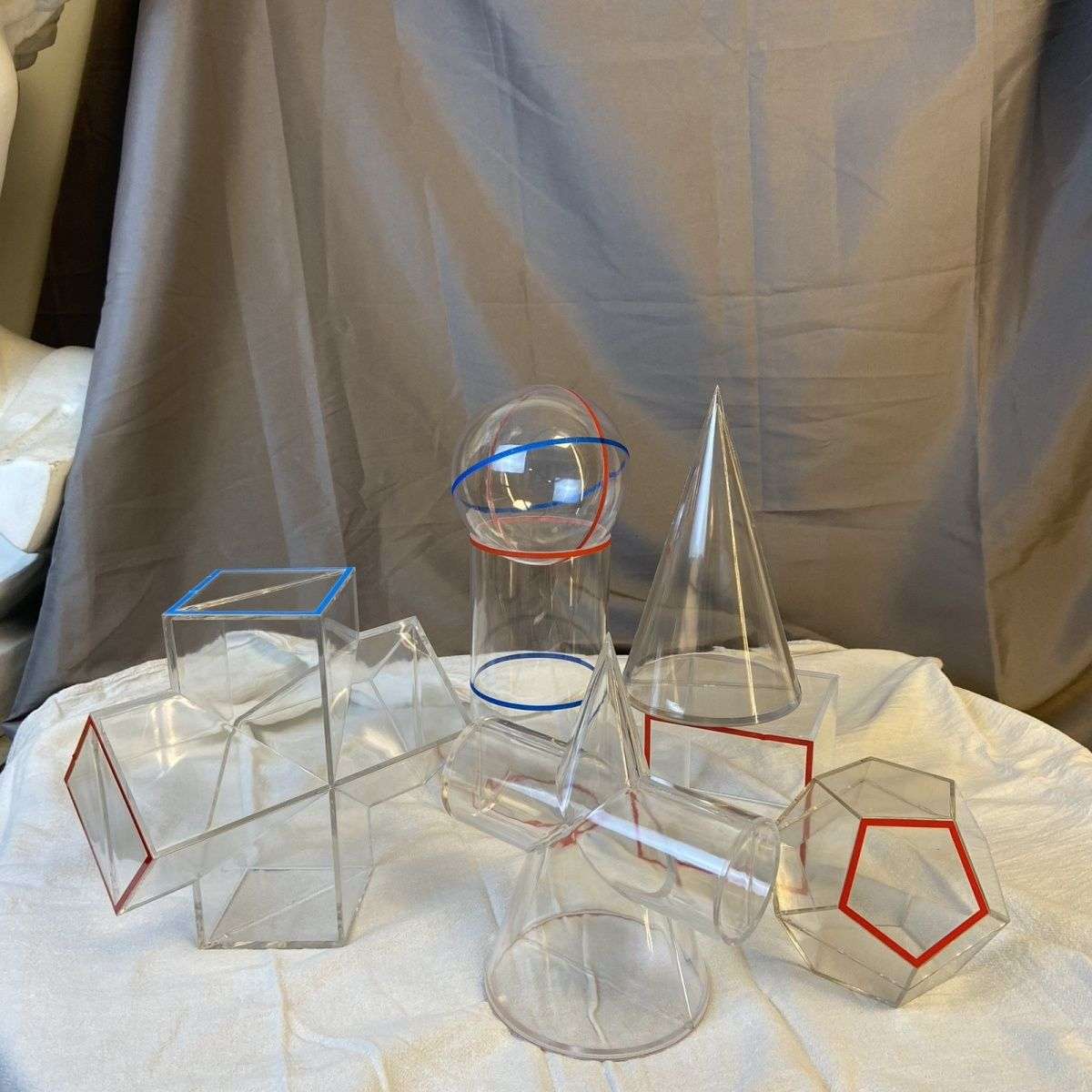 美术专业单个几何体石膏透明彩色模型教具基础结构老师静物素描