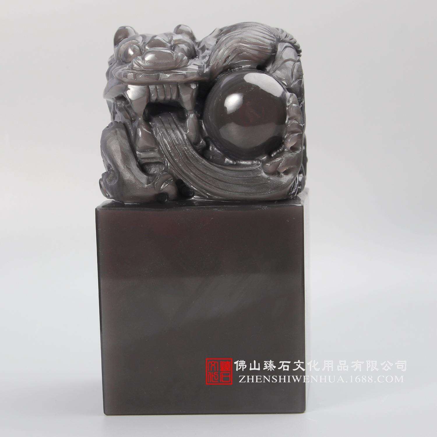 实力厂家新款黑曜石龙头印章 神庙印章 帝王玉玺摆件热销