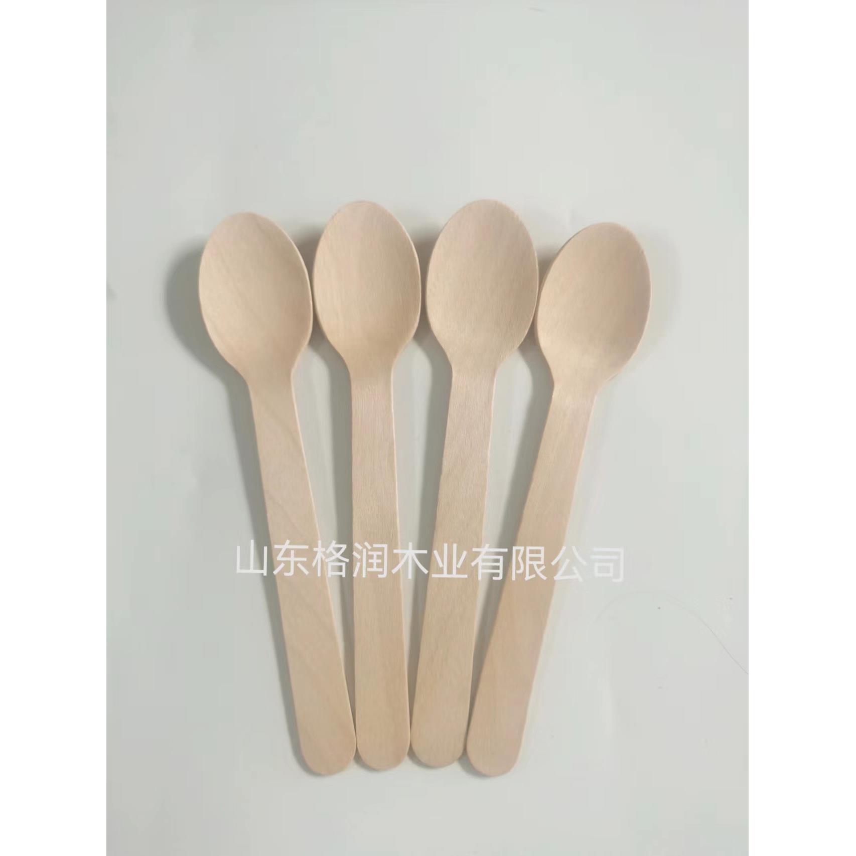 工厂直销160MM木制勺 可甜品套装 桦木餐具