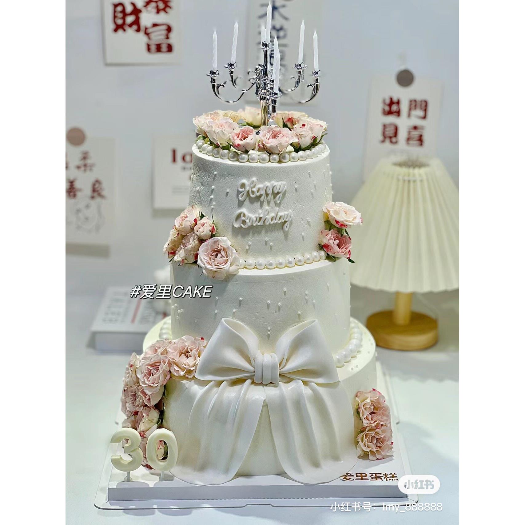 粉色少女心三层多层氛围感鲜花订婚结婚网红仿真蛋糕模型定制样品
