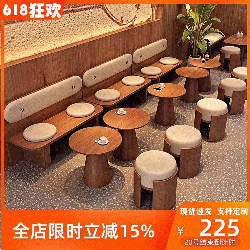 定制卡座沙发咖啡厅奶茶店桌椅组合木质餐桌商用餐饮茶楼靠墙座椅